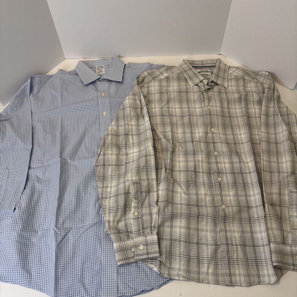 Lot Of 2 Brooks Brothers & Calvin Klein Mens 16 1/2 - 34/35 Button Up Shirt L/S